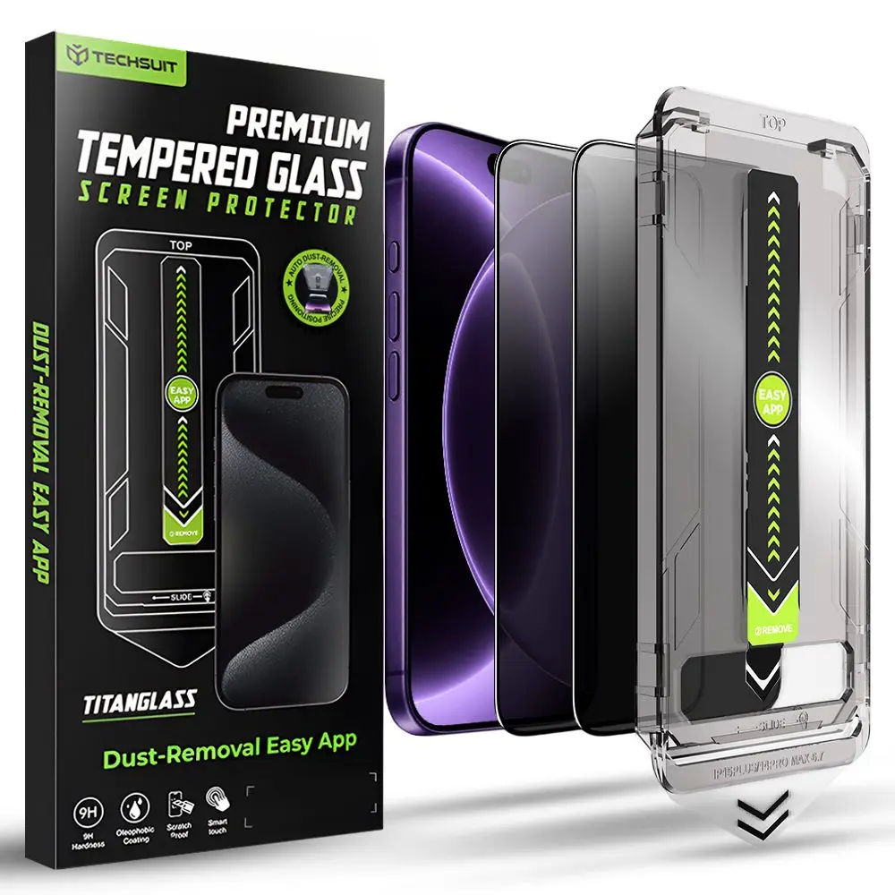 Techsuit - TitanGlass FullCover ochranné sklo pro ochranu soukromí 2 ks pro iPhone 18 Pro - černé