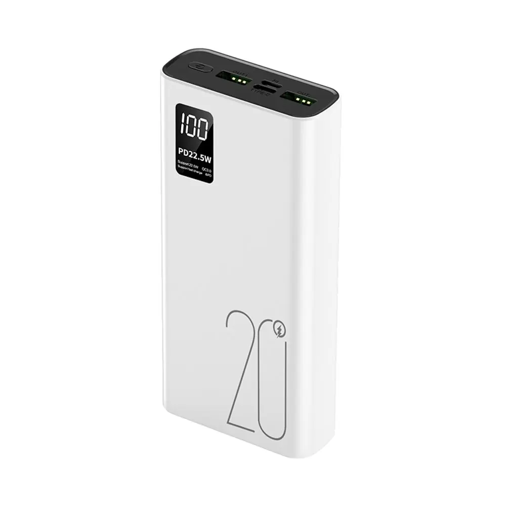 Powerbanka 20000mAh, PD 22,5W, QC3.0, bílá