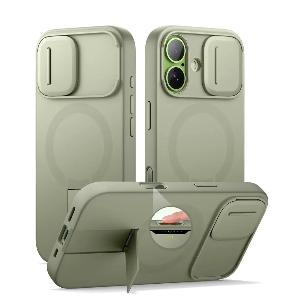 Suritch MagSafe Kickstand Camprotector obal iPhone 17, zelený