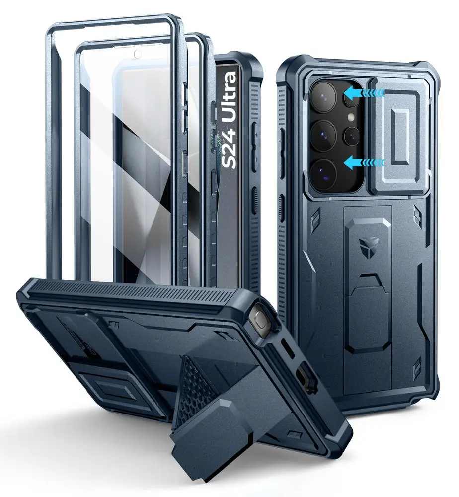 Dexnor 360 Kickstand Camprotector obal Samsung Galaxy S24 Ultra, modrý