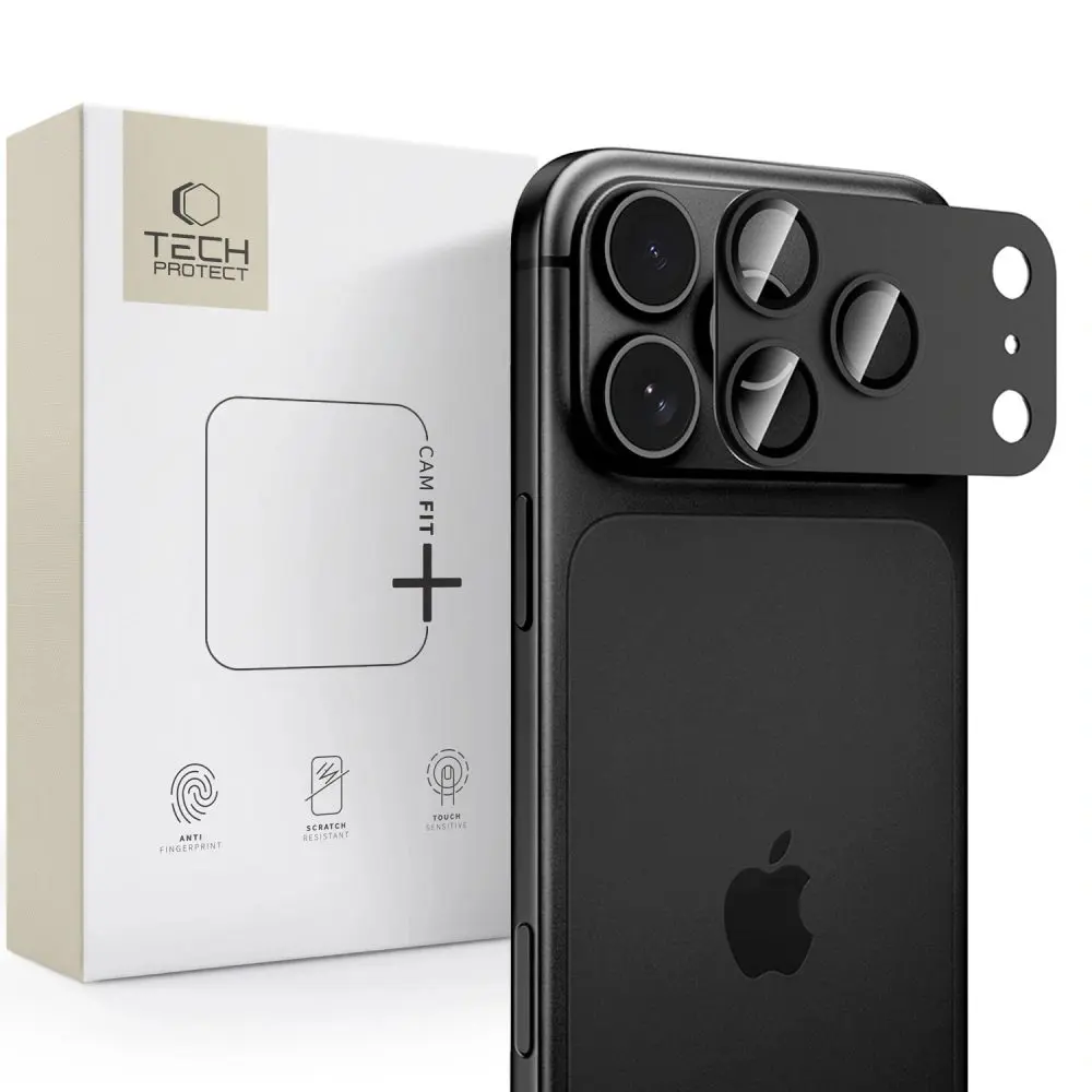 Tech-Protect CamFull Fit+, sklíčko pro čočku fotoaparátu, iPhone 18 Pro Max, černé