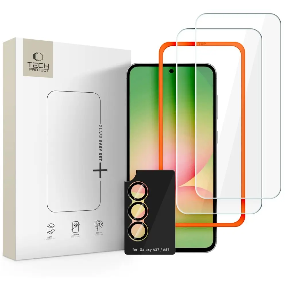 Tech-Protect Easy Set+, 2 tvrzené skla + sklo na čočku, Samsung Galaxy A37 5G