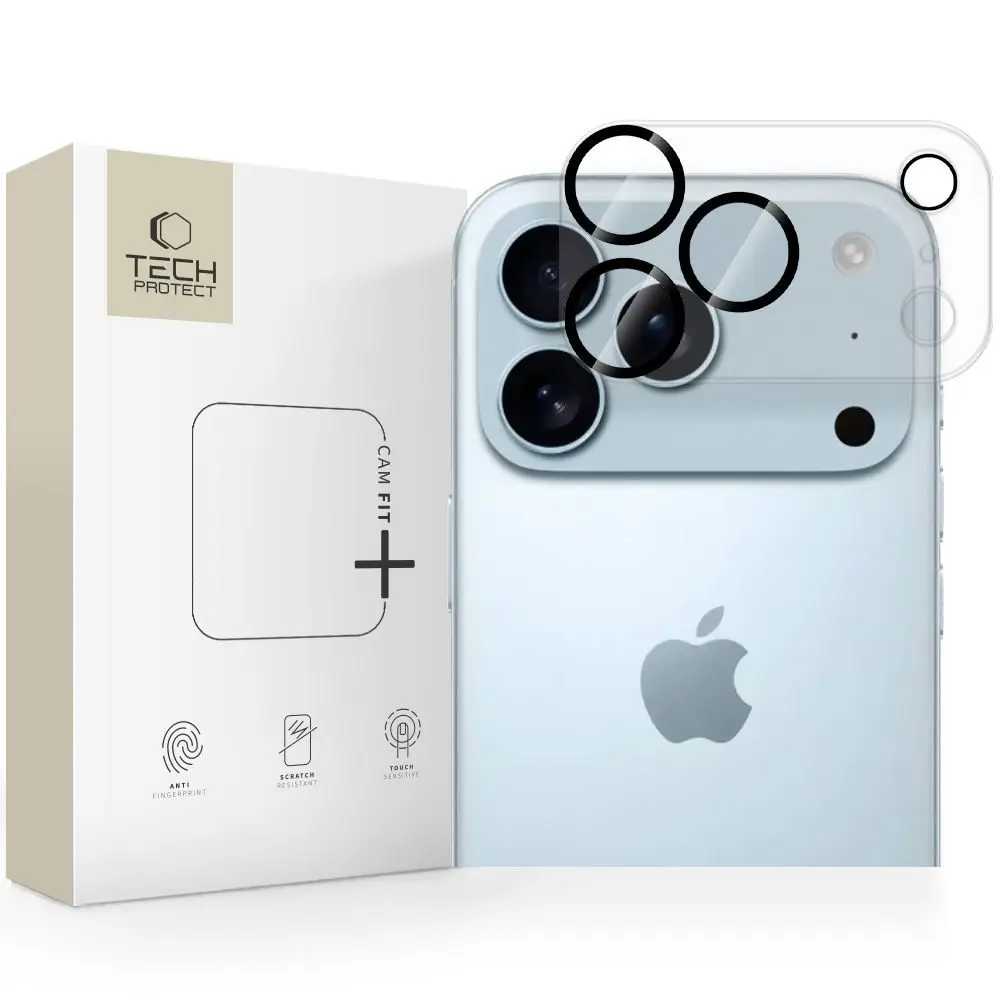 Tech-Protect Cam Fit+, sklíčko pro čočku fotoaparátu, iPhone 17 Pro Max, průhledné