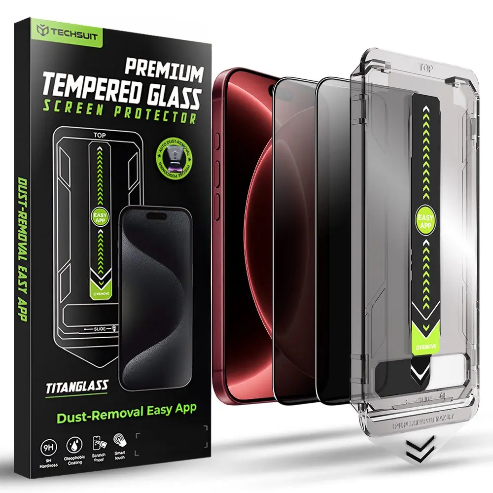 Techsuit - TitanGlass FullCover ochranné sklo pro ochranu soukromí 2 ks pro iPhone 18 Pro Max - černé