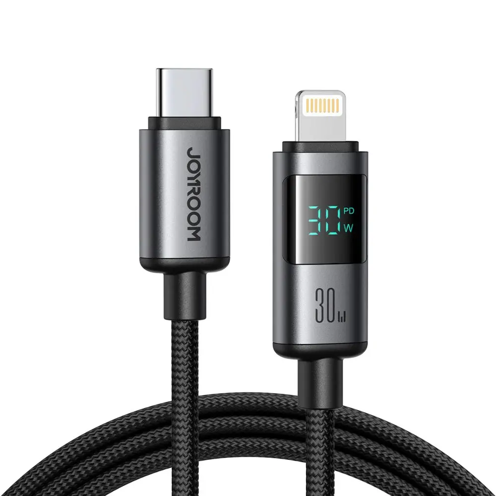 Joyroom S-A16 Pro Prism Series kabel USB-C – Lightning s displejem, 30W, 1,2 m, černý