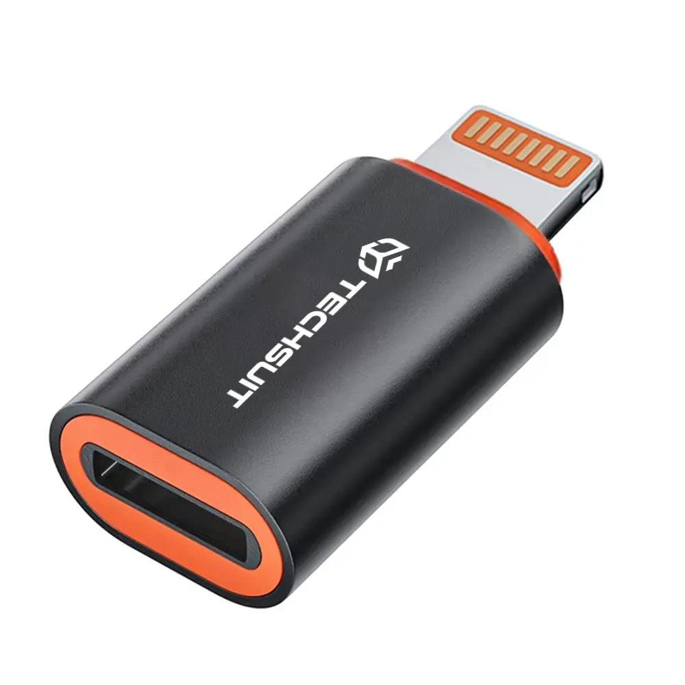 Techsuit Premium OTG Adaptér HyperPort (A3) Type-C na Lightning PD20W pro iPhone černá oranžová