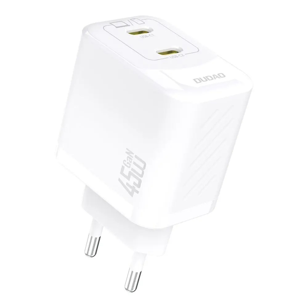 Dudao A28PEU nabíječka 2x USB-C, PD 45W GaN, bílá