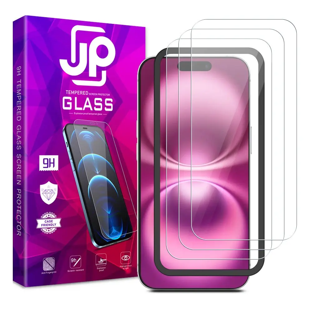 JP Long Pack Tvrzených skel, 3 skla na telefon s aplikátorem, iPhone 16