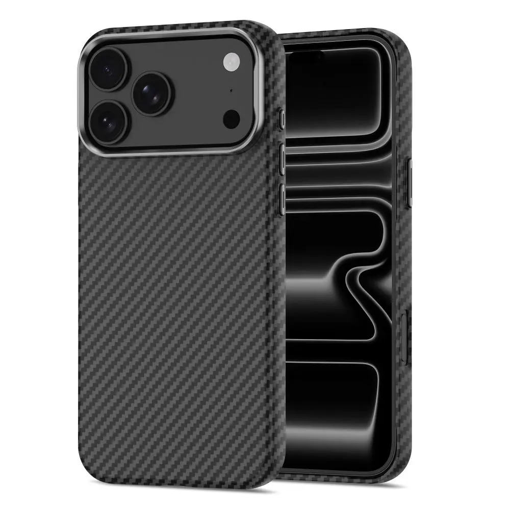 Tech-Protect Ion Carbon MagSafe, iPhone 17 Pro / 18 Pro, černo-stříbrný