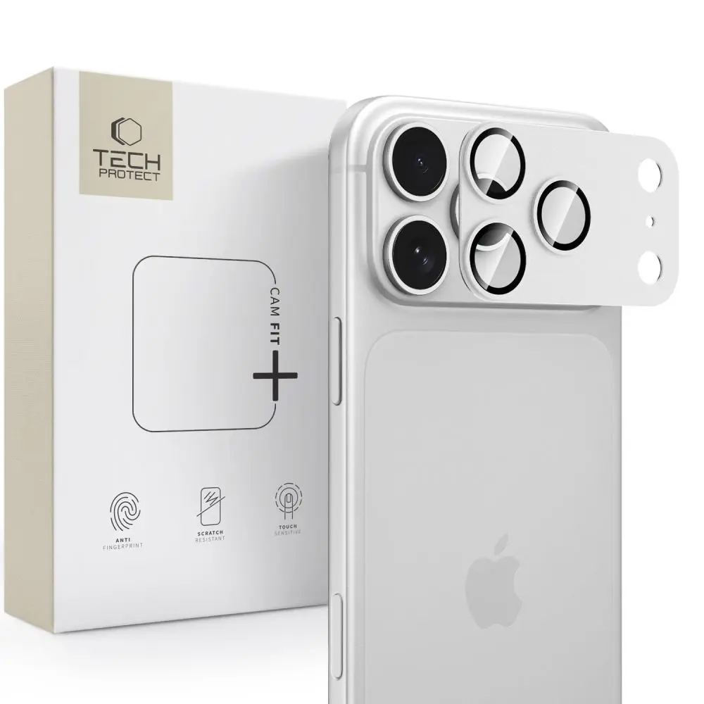 Tech-Protect CamFull Fit+, sklíčko pro čočku fotoaparátu, iPhone 18 Pro, stříbrné