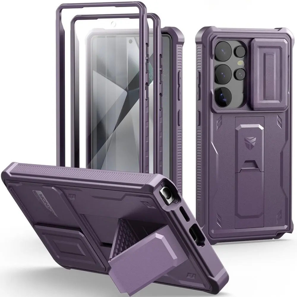Dexnor 360 Kickstand Camprotector obal Samsung Galaxy S25 Ultra, fialový