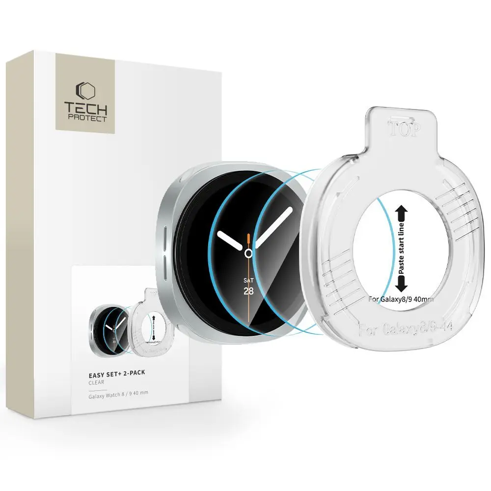 Tech-Protect Tvrzené sklo Easy Set+, Samsung Galaxy Watch 8 / 9 (40 mm), 2 kusy