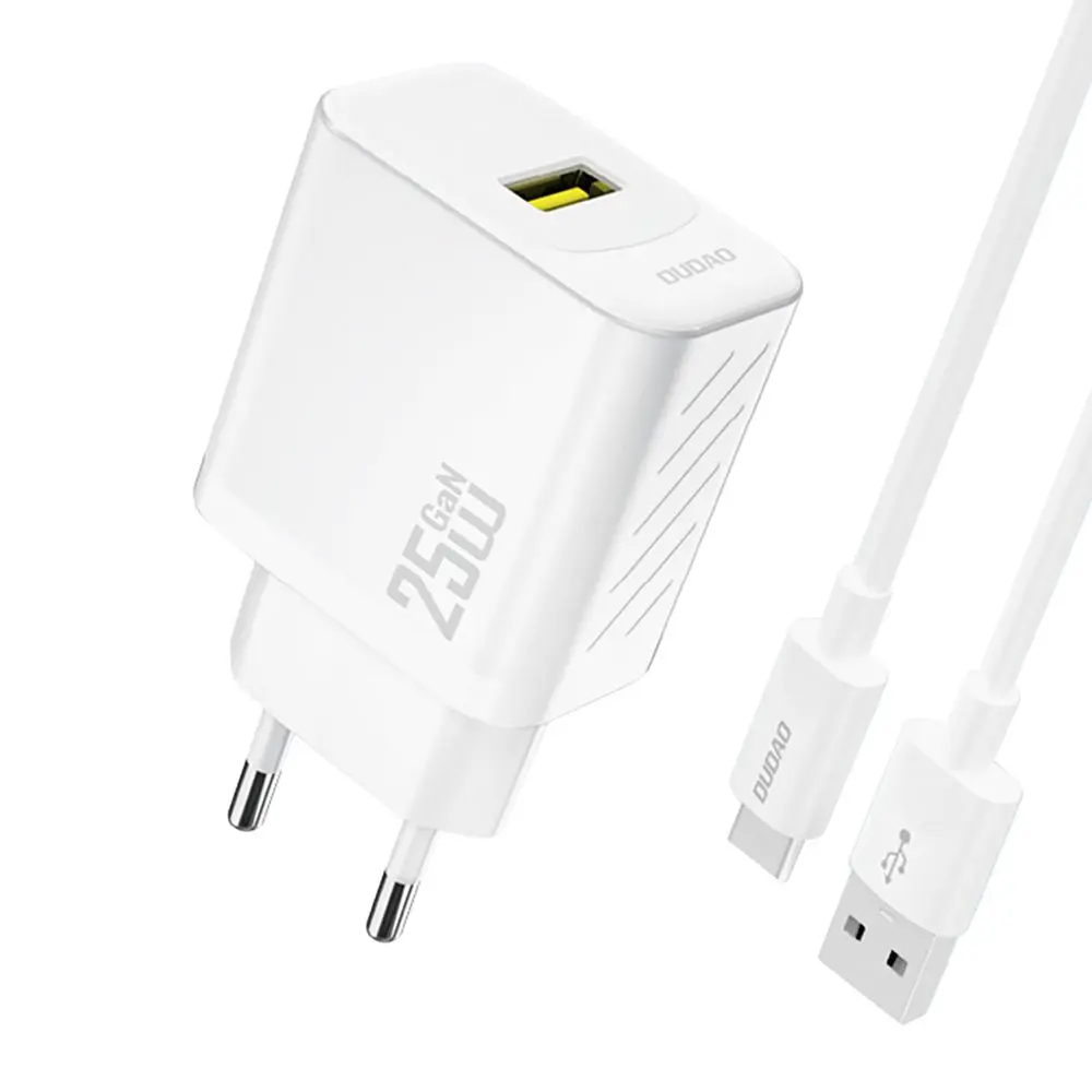 Dudao A27STEU nabíječka USB-A + kabel USB-A - USB-C, 25W GaN, bílá