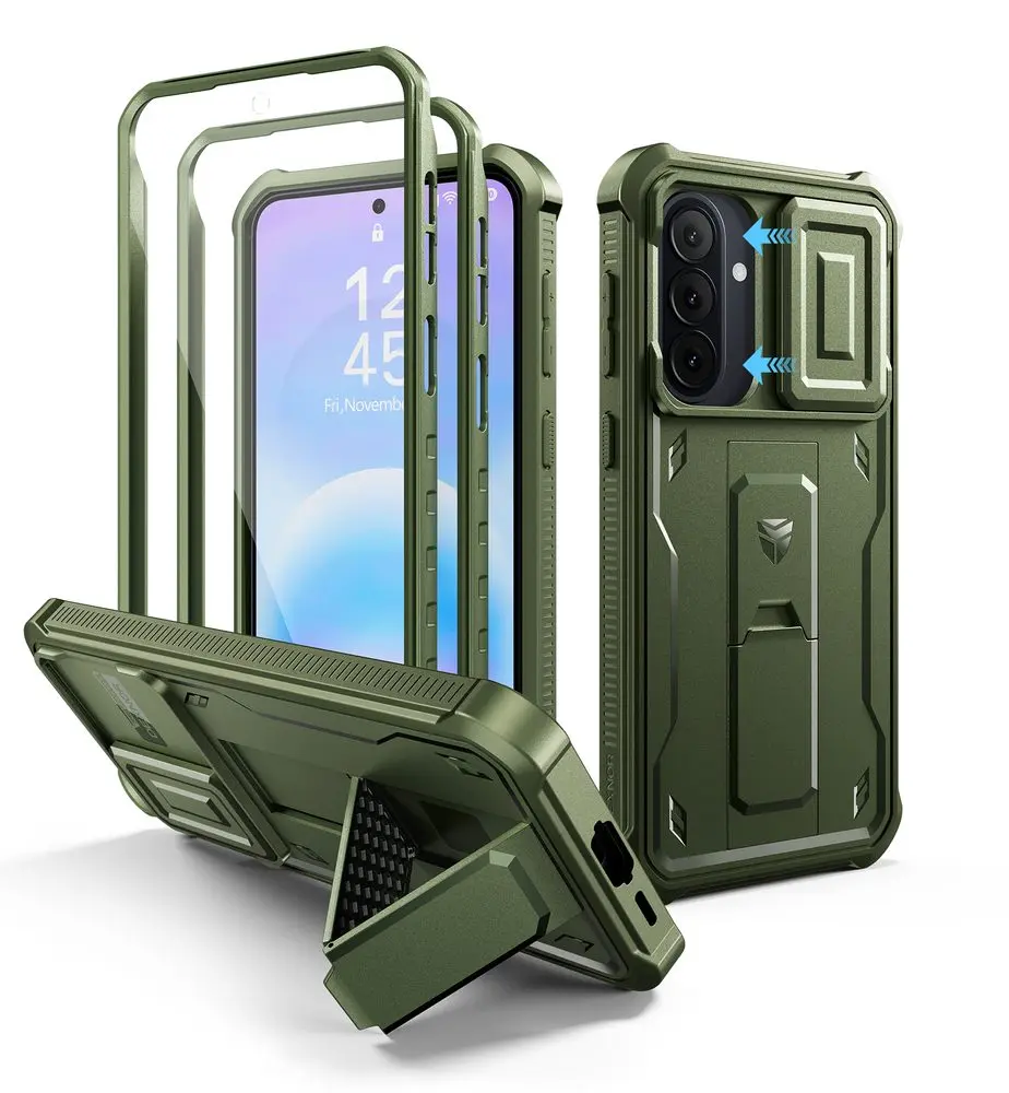 Dexnor 360 Kickstand Camprotector obal Samsung Galaxy A57, zelený
