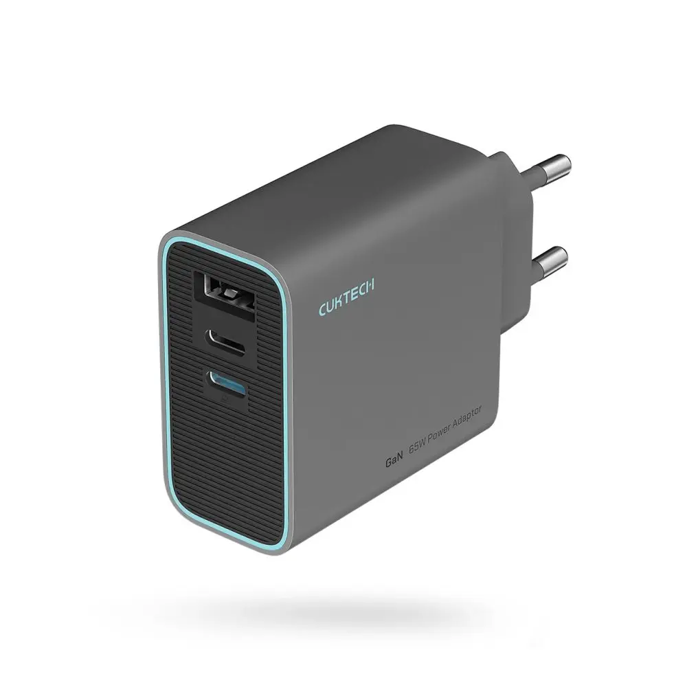Cuktech CUKAD653EUGR nabíječka, 2x USB-C + USB-A, 65W, GaN, šedá