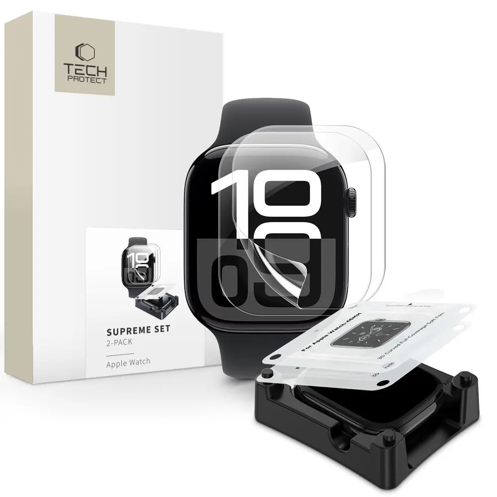 Tech-Protect Supreme set, Hydrogelová fólie, Apple Watch 10 / 11, 42 mm, 2 kusy