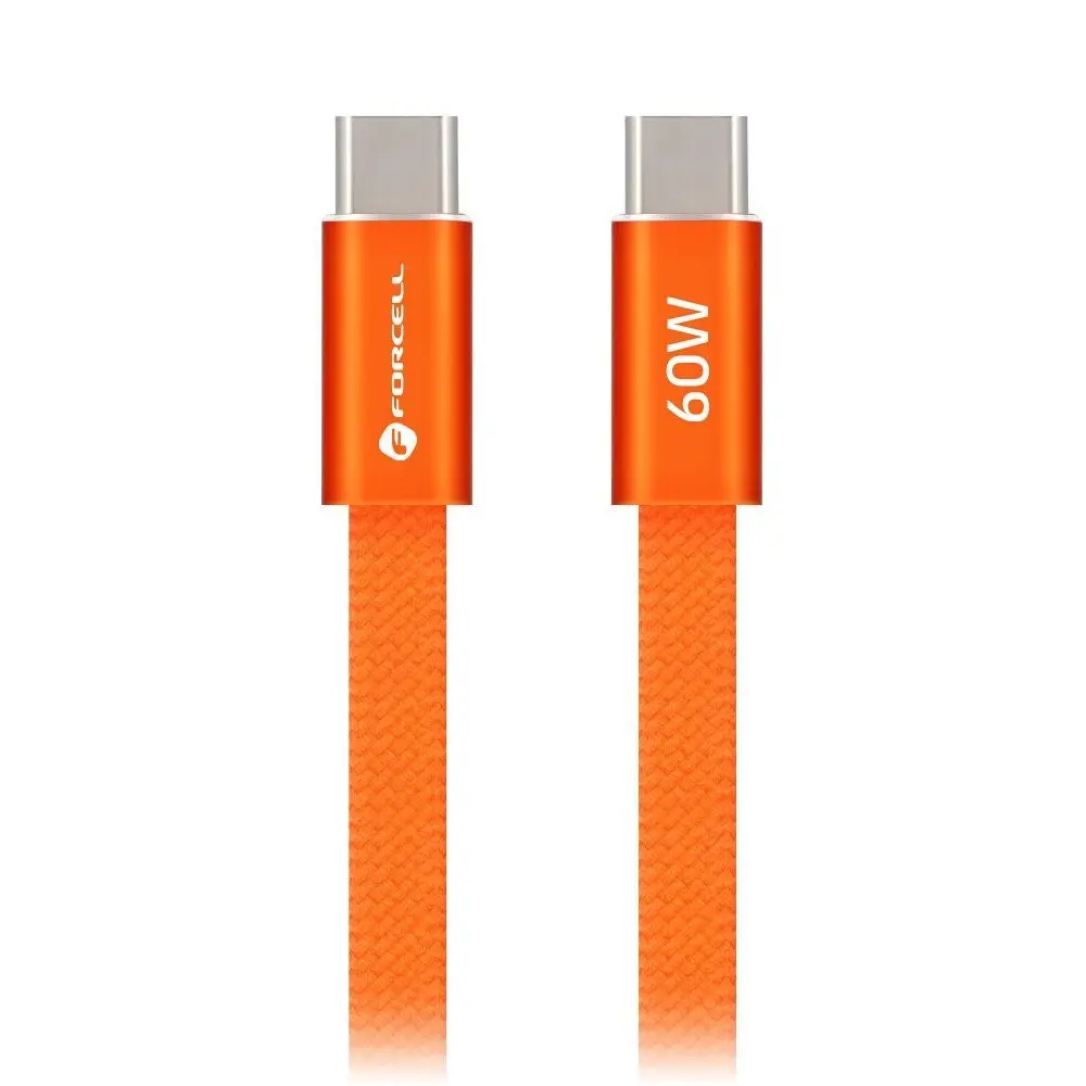 Forcell F-Energy kabel USB-C - USB-C, QC4.0, PD, 3 A, 60 W, 1,2 m, oranžový