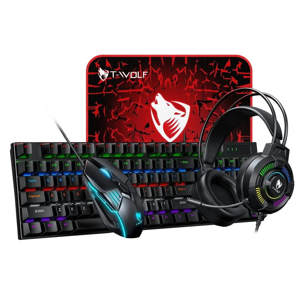 T-WOLF TF700 – RGB herní set 4v1 s mechanical feel