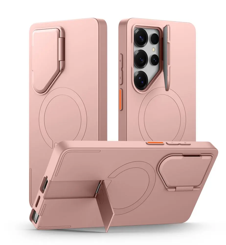 Suritch MagSafe Kickstand Camprotector obal Samsung Galaxy S25 Ultra, růžový