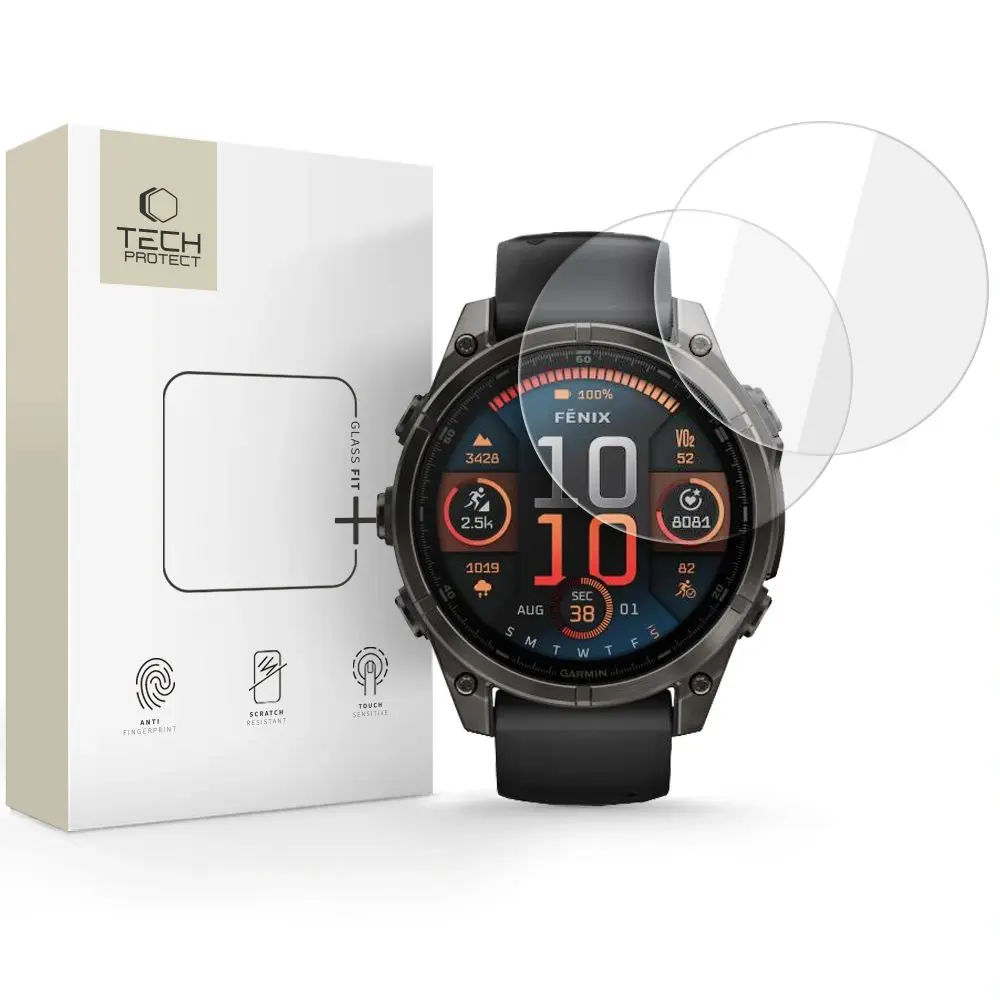 Tech-Protect Tvrzené sklo Glass Fit+, Garmin Fenix 8 (47 mm), 2 kusy