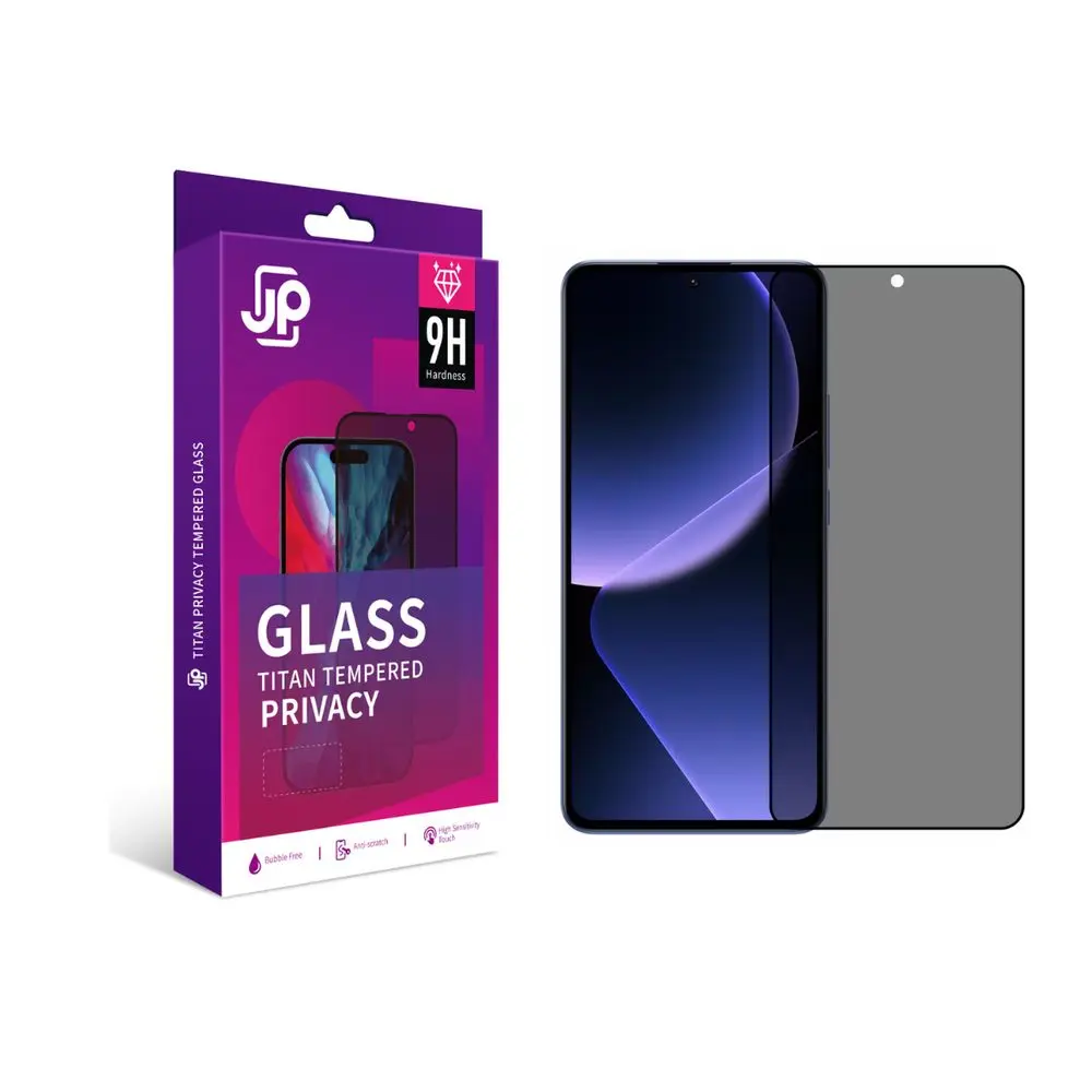 JP Titan Privacy extra odolné tvrzené sklo, Xiaomi Redmi Note 15 Pro 4G, černé