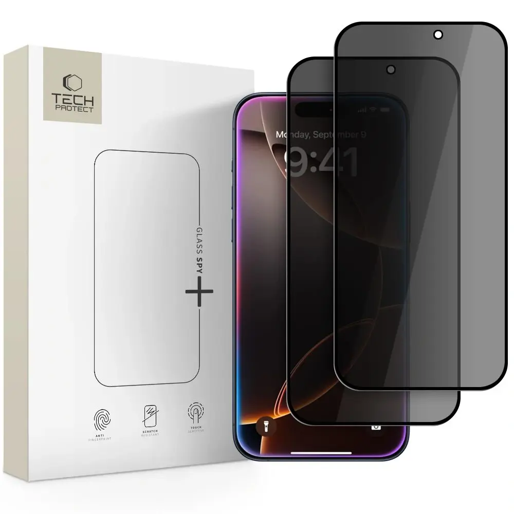 Tech-Protect Tvrzené sklo Privacy, iPhone 16 Pro / 17 / 17 Pro, 2 kusy