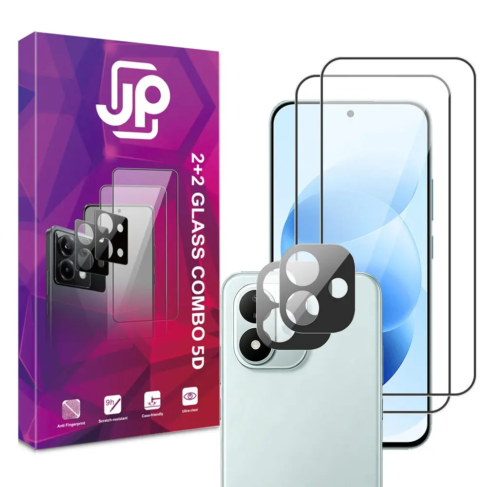 JP 5D Combo pack, Sada 2 5D tvrzených skel a 2 sklíček na fotoaparát, Xiaomi Redmi Note 17 4G