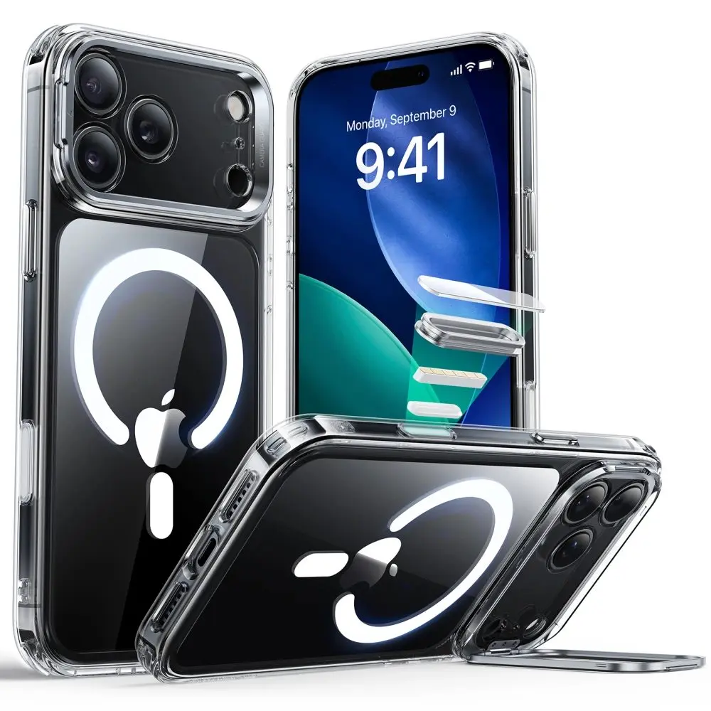 ESR Classic Hybrid Kickstand MagSafe, iPhone 17 Pro, průhledný