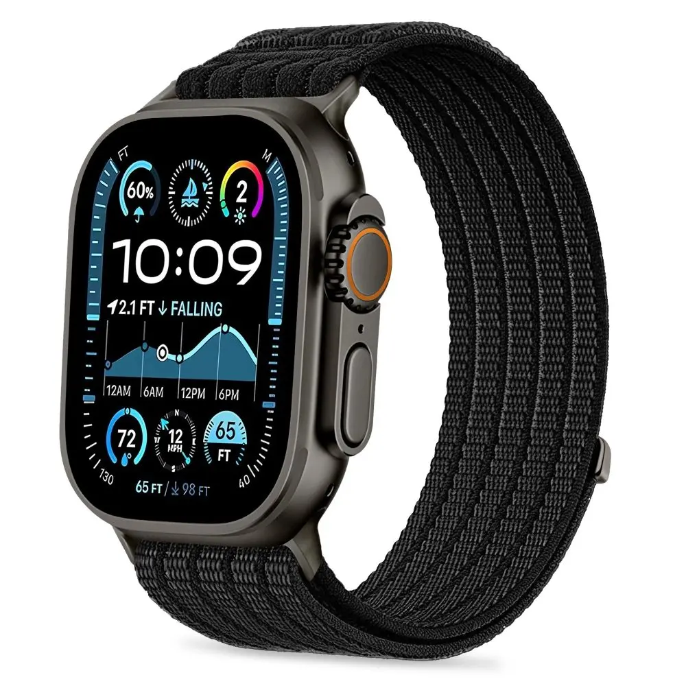 Tech-Protect Nylon Sport řemínek, Apple Watch 8 / 9 / 10 / 11 / 12 / SE / Ultra (44 / 45 / 46 / 49 mm), černý