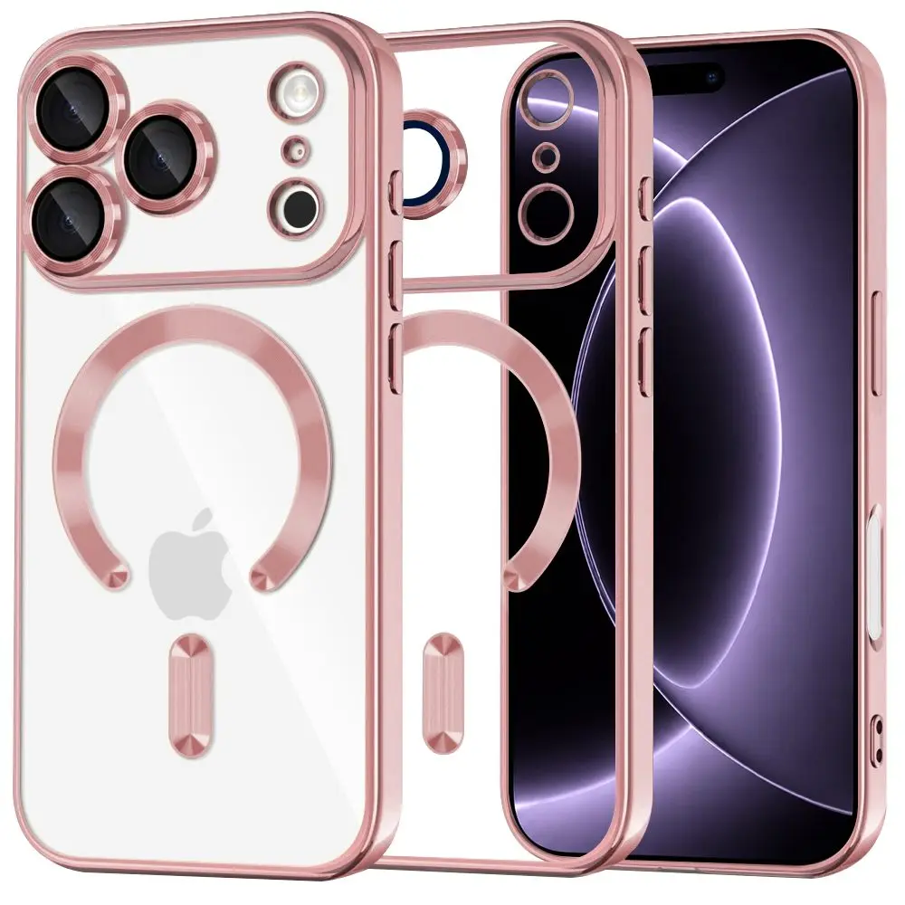 Techsuit - Luxury Crystal MagSafe kryt na iPhone 18 Pro / iPhone 17 Pro - růžový