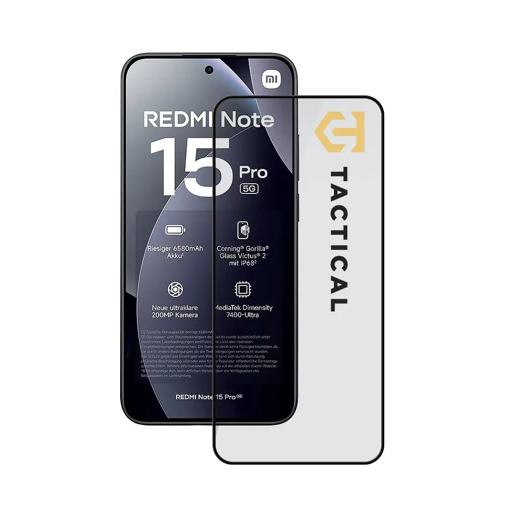 Tactical Glass Shield 5D sklo pro Xiaomi Redmi Note 15 Pro 5G, černé
