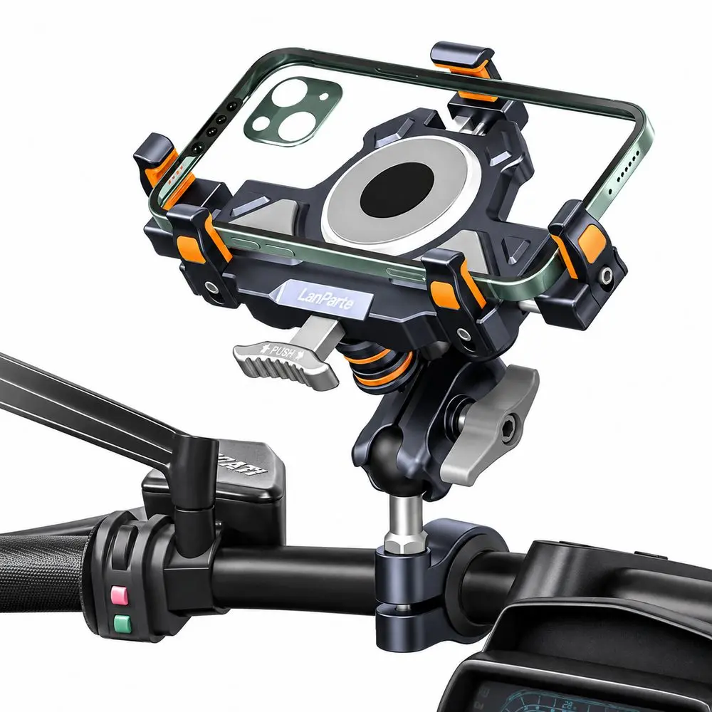 LanParte UBA-M Prémiový motocyklový držák telefonu s tlumením vibrací