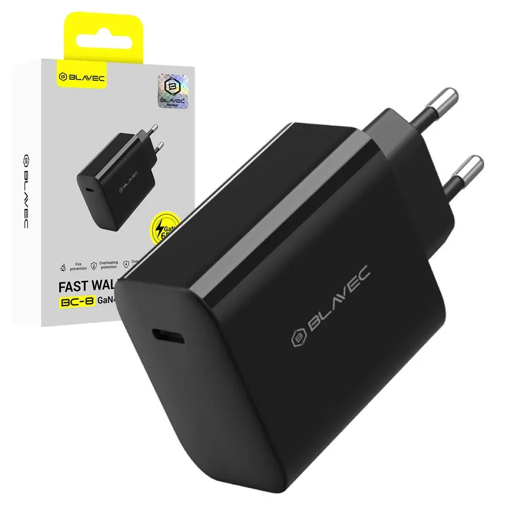Blavec nabíječka BC-8, GaN4, PD QC 65W 3A, USB-C, černá
