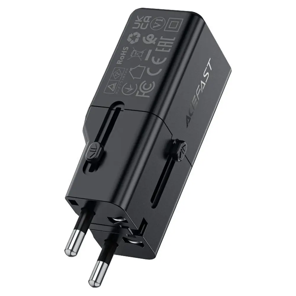 Acefast Cestovní adaptér Z7, GaN, PD30W, USB-C, černý