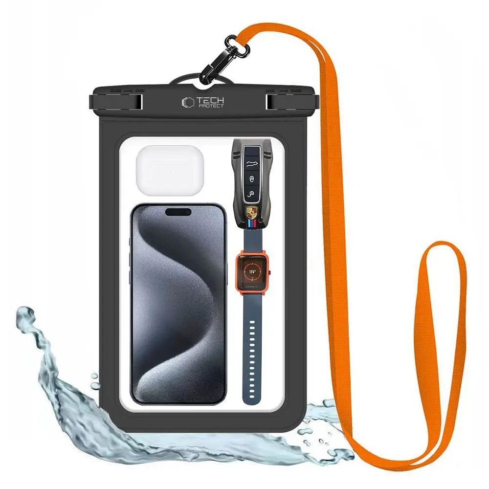 Tech-Protect UWC9 Univerzální vodotěsný obal 8,9 palce, černý / oranžový