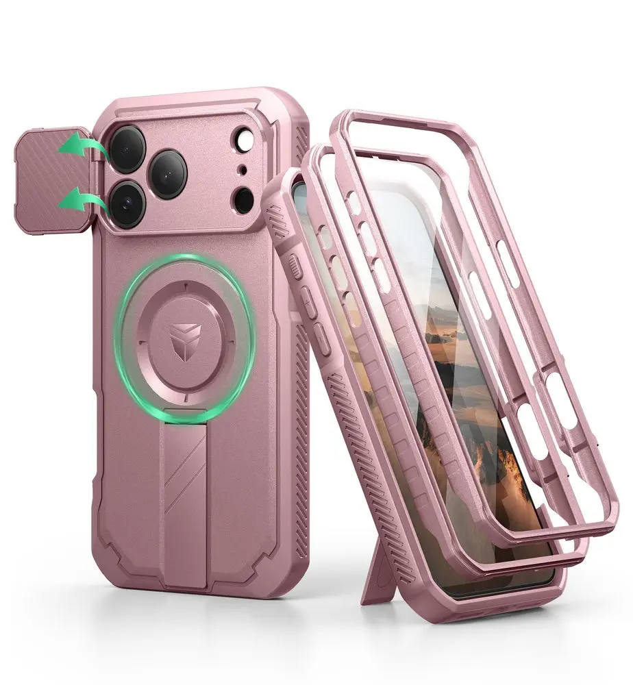 Dexnor MagSafe Kickstand Camprotector obal iPhone 17 Pro Max, růžový