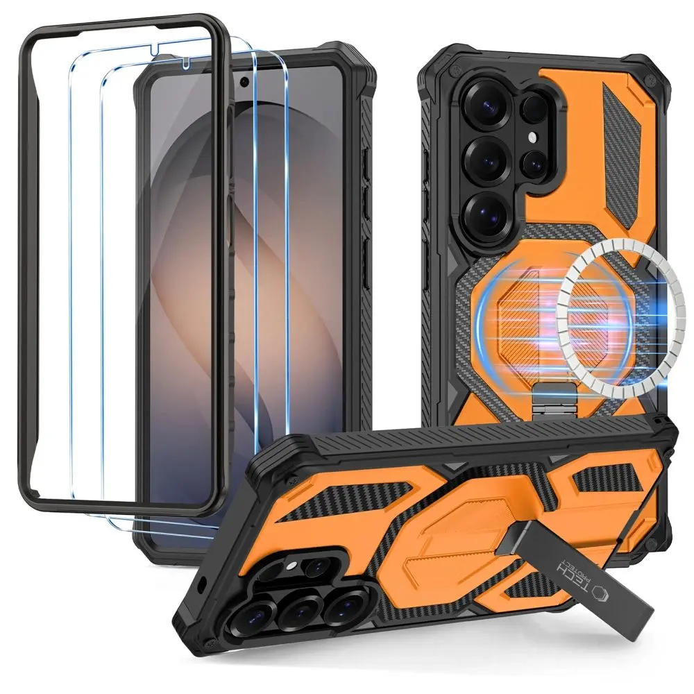 Tech-Protect MagBlast MagSafe + sklo 2 ks, Samsung Galaxy S26 Ultra, černé/oranžové