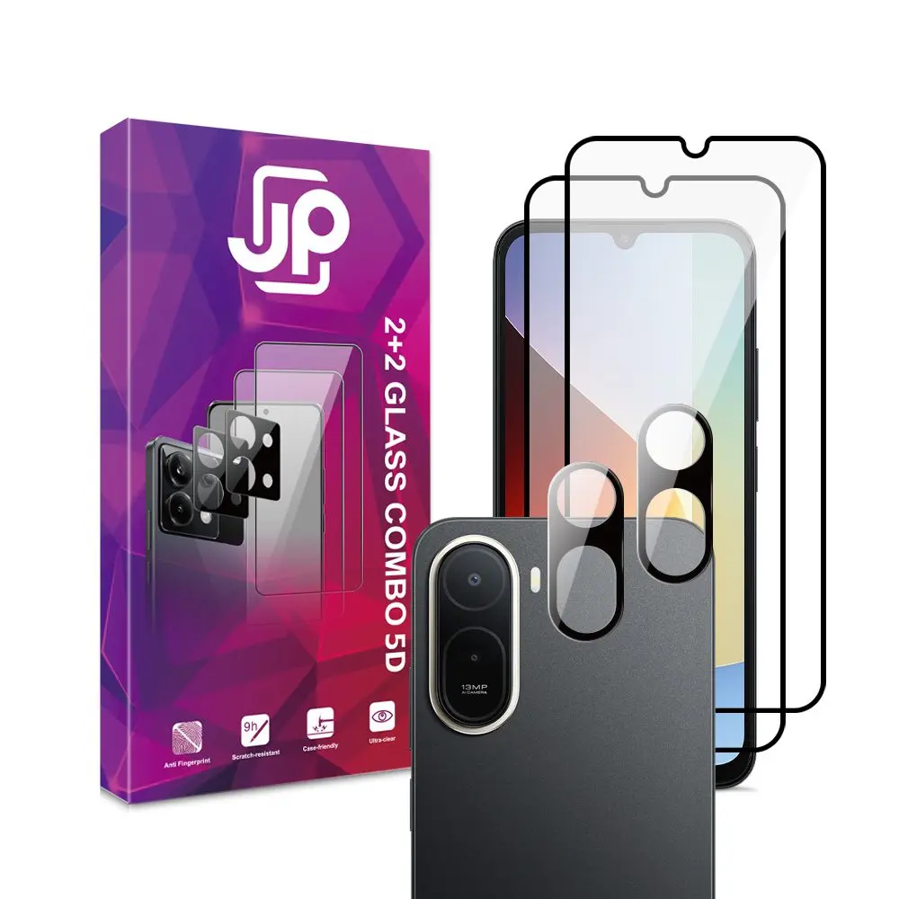 JP 5D Combo pack, Sada 2 5D tvrzených skel a 2 sklíček na fotoaparát, Xiaomi Redmi A7 Pro