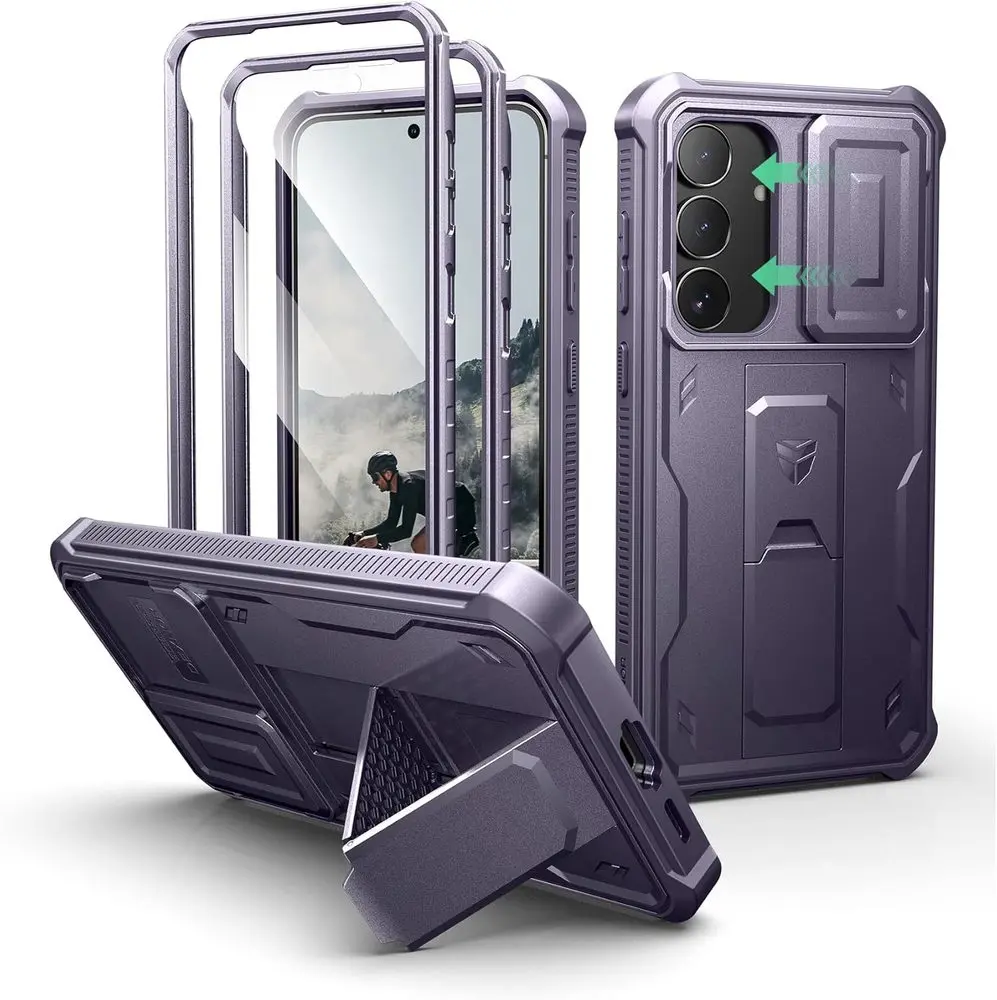 Dexnor 360 Kickstand Camprotector obal Samsung Galaxy S25 FE, fialový