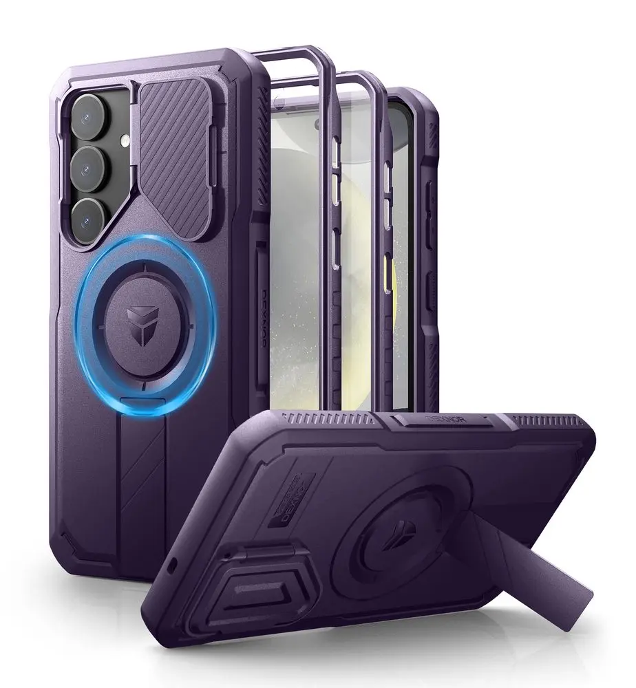 Dexnor MagSafe 360 Kickstand Camprotector obal Samsung Galaxy S25 Plus, fialový
