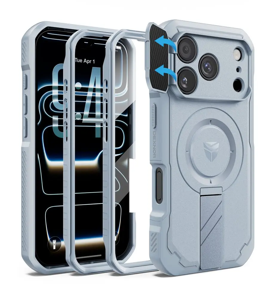 Dexnor MagSafe 360 Kickstand Camprotector obal iPhone 17 Pro / 18 Pro, světle modrý