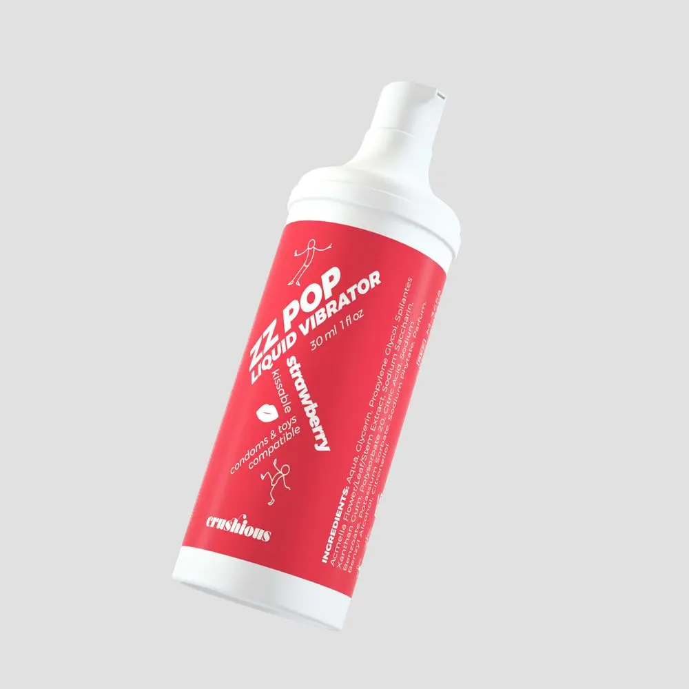 Crushious ZZ Pop - líbatelný tekutý vibrátor jahoda (30 ml)