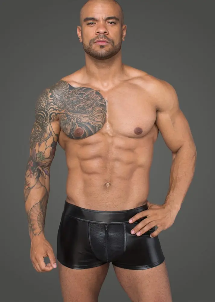 Noir Handmade H058 Men's Shorts Made of Powerwetlook and 3D Net -