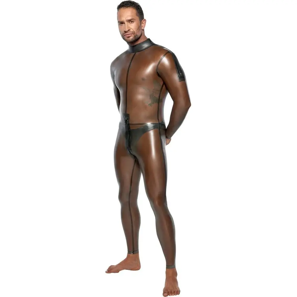 LateX Jumpsuit with Long Sleeves 2910454 Smoky Transparent -