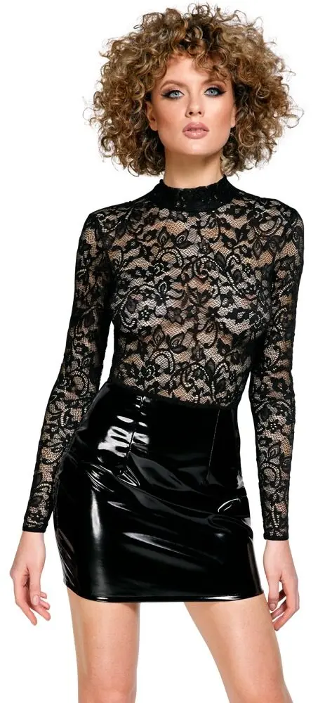 Black Level Vinyl Dress with Lace - M