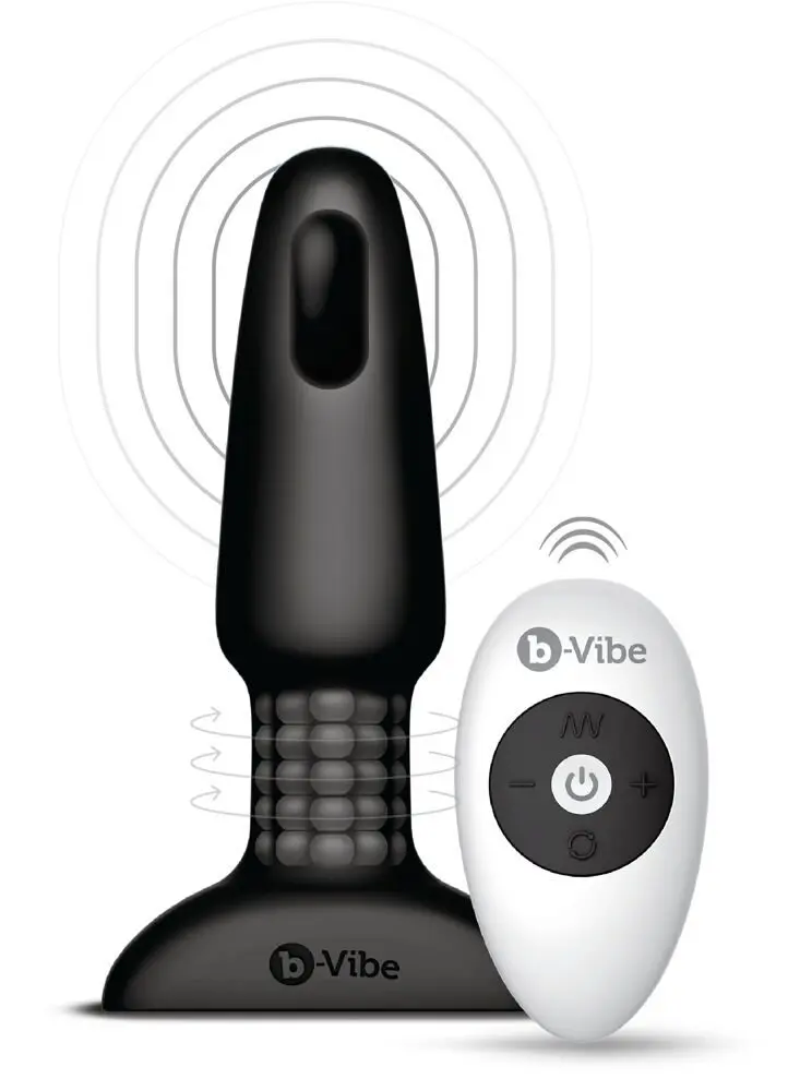 b-Vibe - rotační anální vibrátor s perličkami, černý
