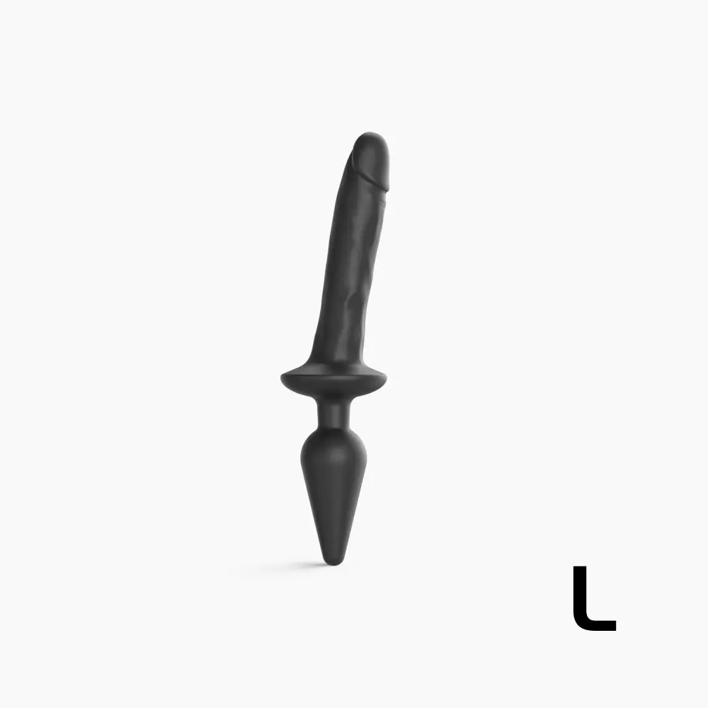 strap-on-me Realistic Switch Plug-in 2in1 Dildo & Butt Plug Black L