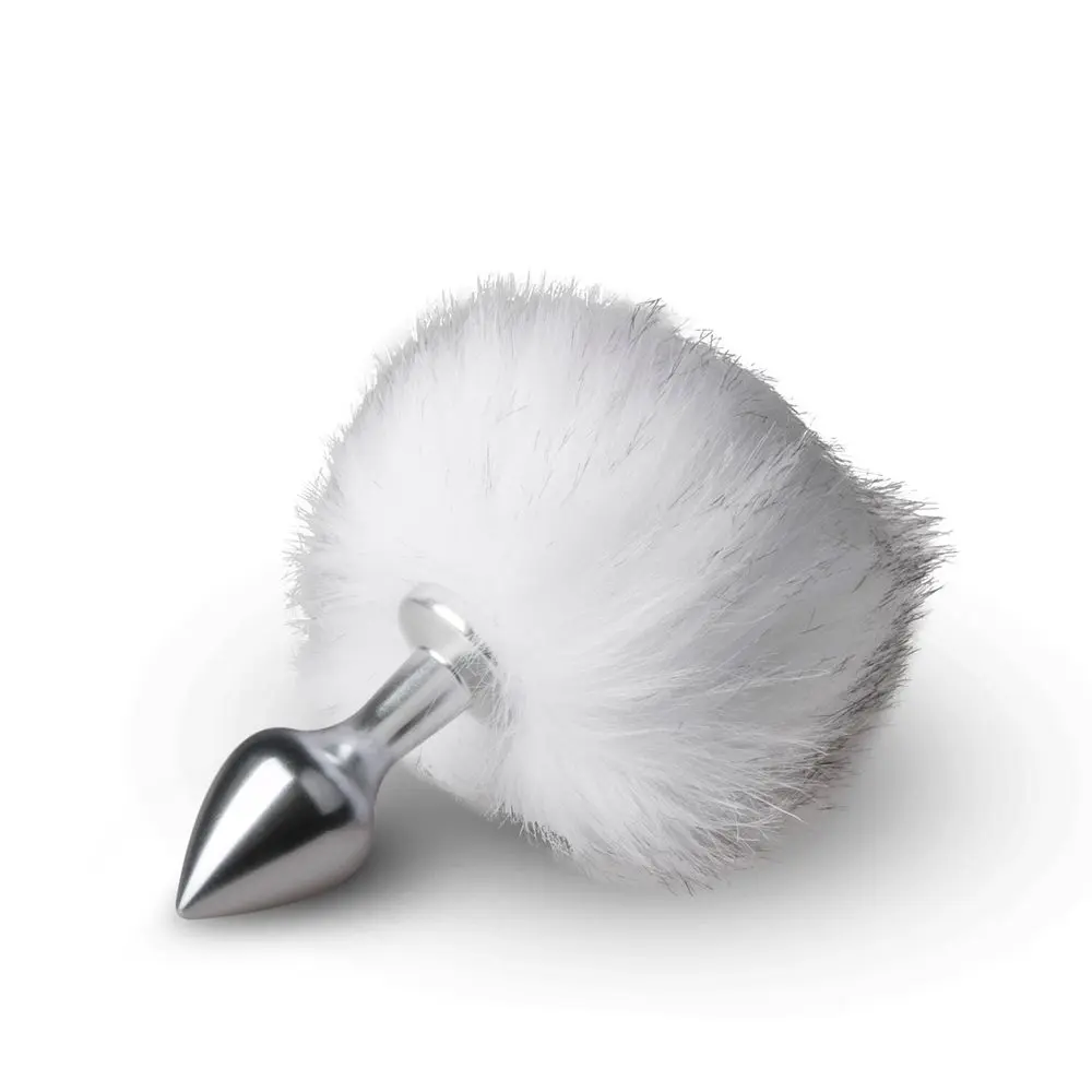 Easytoys Anální kolík Bunny Tail Plug No. 1 - stříbrná/bílá