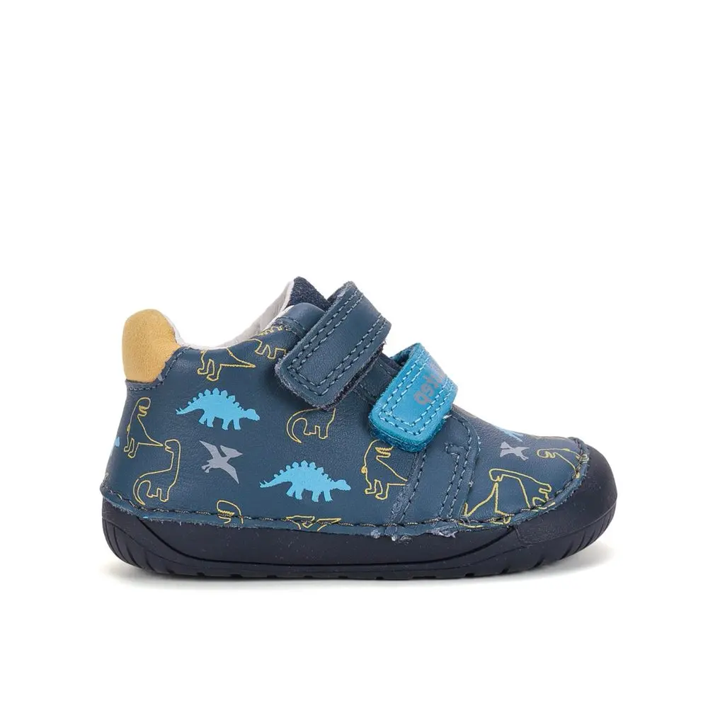 Dětské barefoot celoroční boty D.D.STEP S070-62594B modré dinosauři -
