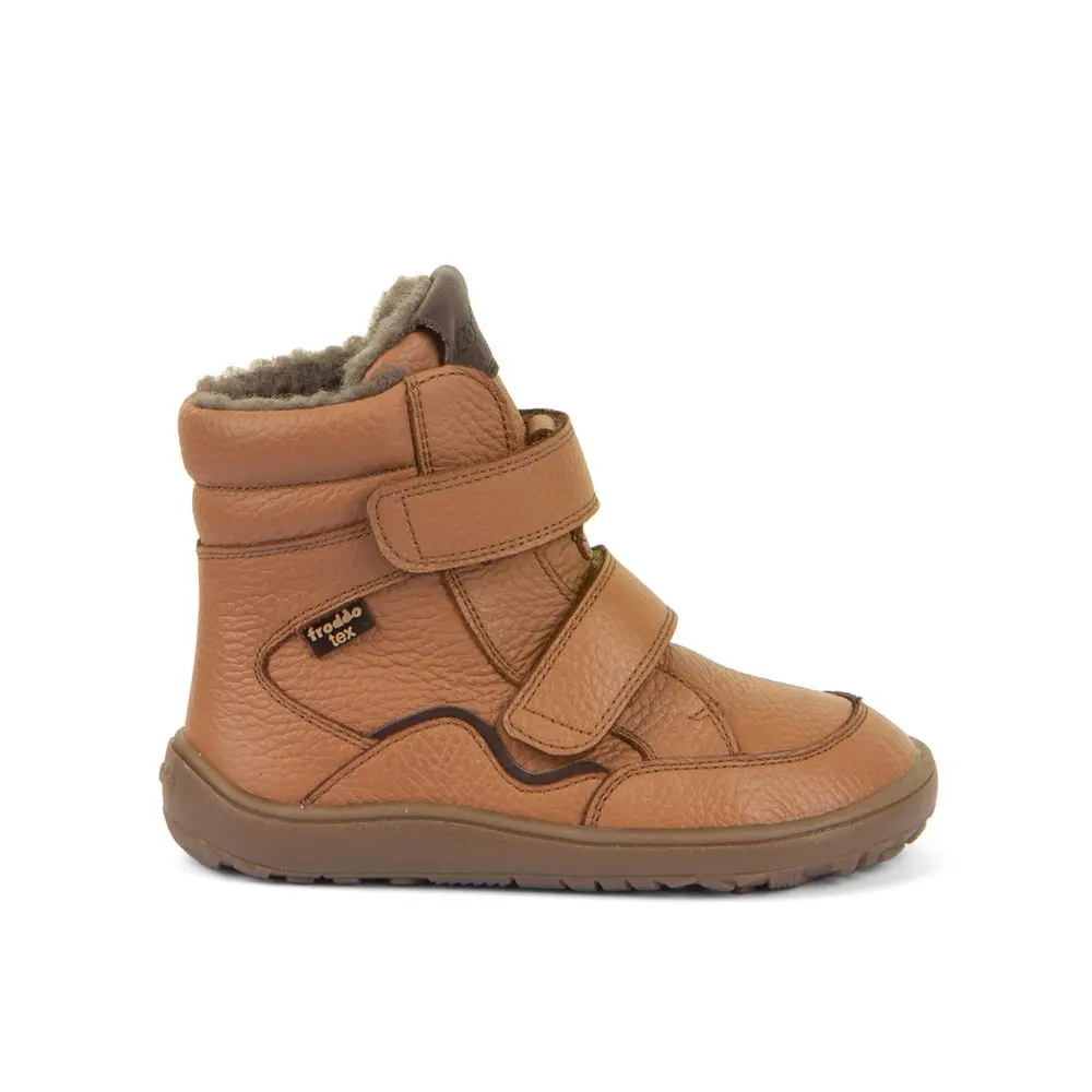 Dětské barefoot zimní boty FRODDO WINTER TEX hnědé koňakové
